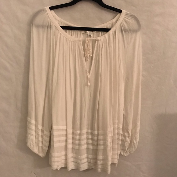 Max Studio Sheer White Long Sleeve Blouse - Large - Picture 2 of 7
